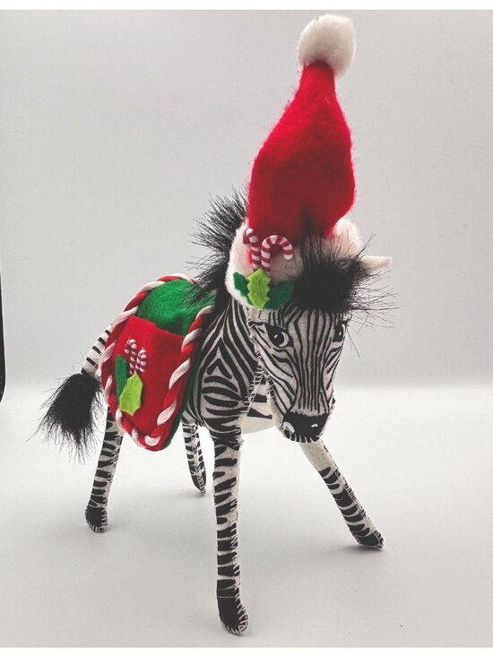 Annalee Other - Annalee Dolls Christmas Zebra Candy Canes Santa Hat Plush Red Saddle Black 7”